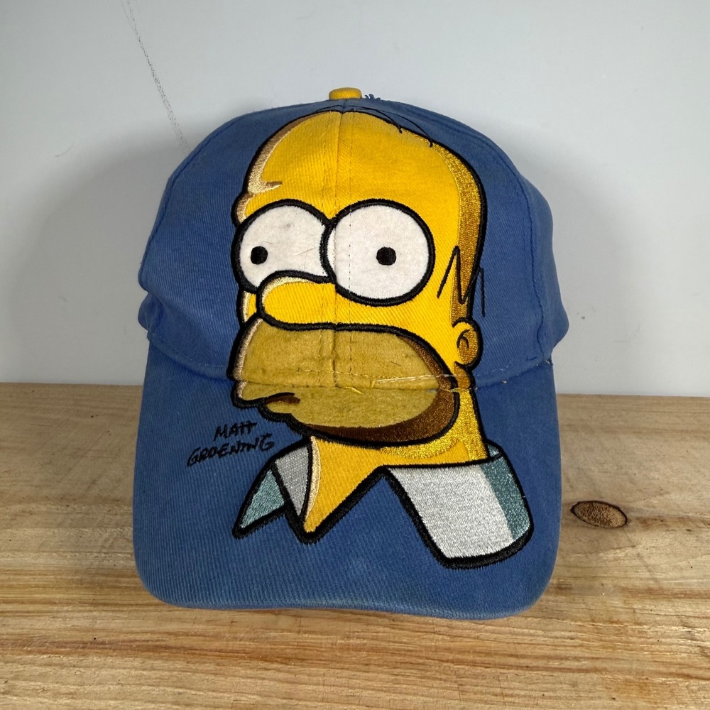 Homer Simpson Hat Mens OSFM Blue The Simpsons 2009 Embroidered  Big logo Y2K Cap